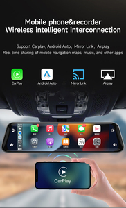 12 ''dash cam với không dây Carplay & Android Auto HD IPS màn hình cảm ứng xe gương <span class=keywords><strong>DVR</strong></span> BT ai giọng nói WDR tầm nhìn ban đêm - Product Image 2