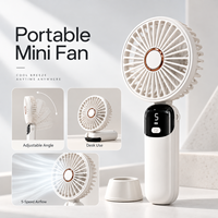 Ventilateur portable pliable USB à 5 vitesses avec affichage, moteur sans balais, double alimentation (USB/Batterie Lithium) pour bureau et extérieur
