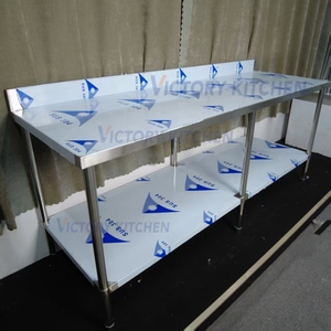 วิคทอรี่ คิทเช่น บาร์วางเครื่องปรุงสแตนเลสแบบหนาพิเศษ รุ่น 201 หนา 0.8 มม. 2 ชั้น ขนาด 200*60*80 ซม. พร้อมขาตั้งกันกระแทก รับน้ำหนักได้ 300 กก. - Product Image 5