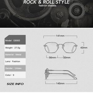 Lunettes de soleil polygonales sans monture, logo personnalisé, mode homme femme, métal, steampunk, verres dégradés, UV400 - Product Image 6