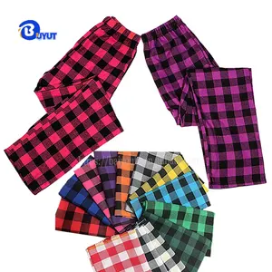 Familien farben Plaid Pyjama Baumwoll hose Unisex Größen bequeme Weihnachts-Pjs für individuelles Stick logo