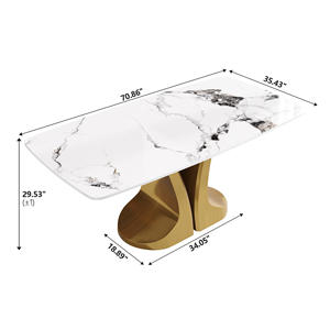 Voxhome moderno di lusso rettangolo tavolo da pranzo con marmo Top <span class=keywords><strong>Color</strong></span> <span class=keywords><strong>oro</strong></span> Base mobili per la casa per la sala da pranzo - Product Image 6