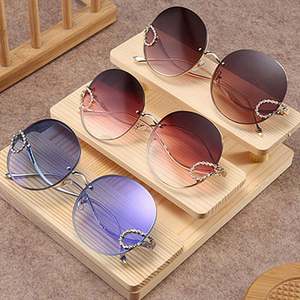 Lunettes de soleil tendance rétro 2020 pour hommes et femmes, grandes montures, sans monture, avec strass, UV400, rondes, avec perles - Product Image 2