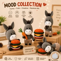 Jouet en peluche au crochet tendance : âne, chat hamburger, animaux amigurumi tricotés à la main, jouets pour animaux de compagnie, vente en gros disponible