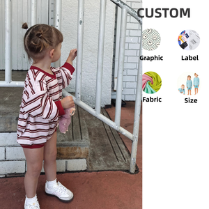 Body per Neonati OEM 100% Cotone a Maniche Lunghe, Oversize con Righe Rosa/Rosse, Morbido Abbigliamento per Bambini - Product Image 1