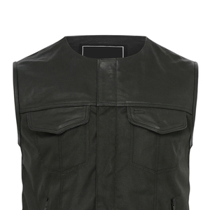 Gilet en cuir pour homme au style unique, coupe confortable, gilets modernes et élégants avec option de marque privée, gilet en cuir pour homme en vente - Product Image 5