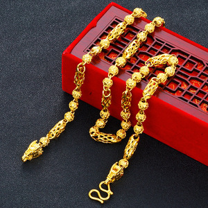 Collana <span class=keywords><strong>in</strong></span> <span class=keywords><strong>ottone</strong></span> placcato oro di Dubai, stile Vietnamita, con ciondolo a croce cava, da uomo e da donna, per il commercio transfrontaliero - Product Image 2
