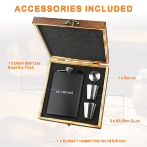 Coffrets de flacons à liqueur en bois très demandés – Flacon à liqueur en acier inoxydable avec deux verres à shot et entonnoir pour le whisky, les voyages et le camping - Product Image 6