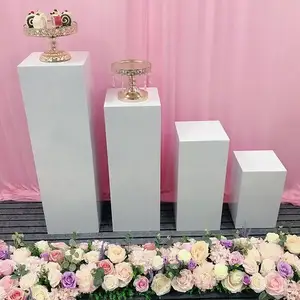 Colonne carrée blanche en acrylique, colonne décorative de fête d'anniversaire de mariage, support acrylique carré blanc
