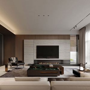 Meubles de salon de style minimaliste moderne sur mesure, meuble TV et table basse haut de gamme pour appartements et villas - Product Image 2