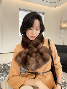 Sciarpa Elegante in Vera Pelliccia di <span class=keywords><strong>Visone</strong></span> per Donne, Eco-Friendly, Marrone Scuro, Collo Incrociato, Stola Invernale, Vendita all'Ingrosso - Product Image 4