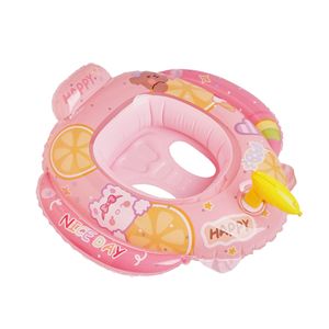 Anillo de natación inflable con pistola de agua para niños, diseño de dibujos animados para jugar en la piscina o parque acuático, PVC engrosado de 0.18 mm - Product Image 5