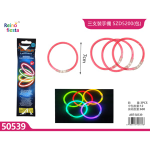 Ensemble amusant et coloré de 3 bracelets lumineux Accessoires de décoration de fête parfaits pour les événements et les célébrations - Product Image 1