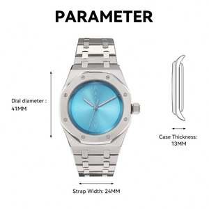 Reloj Redondo de Acero Inoxidable en Oferta, Movimiento Automático, Calendario Mecánico, Correa de Acero Inoxidable Sólido, Bisel Giratorio - Product Image 6