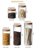 Bocaux de conservation modernes en verre borosilicate transparent avec couvercles en bambou, grande capacité pour cuisine, fêtes, aliments, épices, miel, conserves