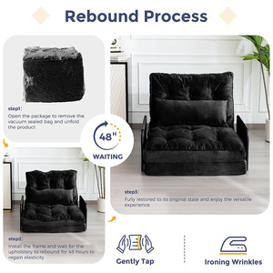 Modular <b>Sponge</b> <b>Sofa</b> Square Shape Black Velvet Fabric Living Room Chair With Cushion <b>For</b> Adults And Family Use - Product Image 4