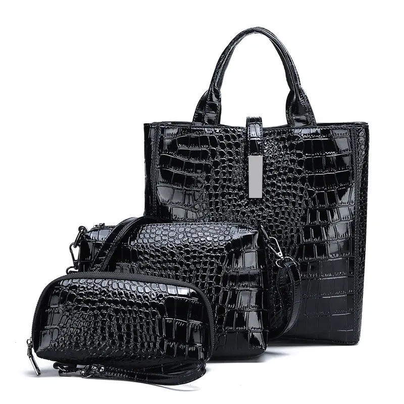3 pcs luxury crocodile bags for women clear purses 2022 design book tote protect black women bag fashion Shoulder bags for girl