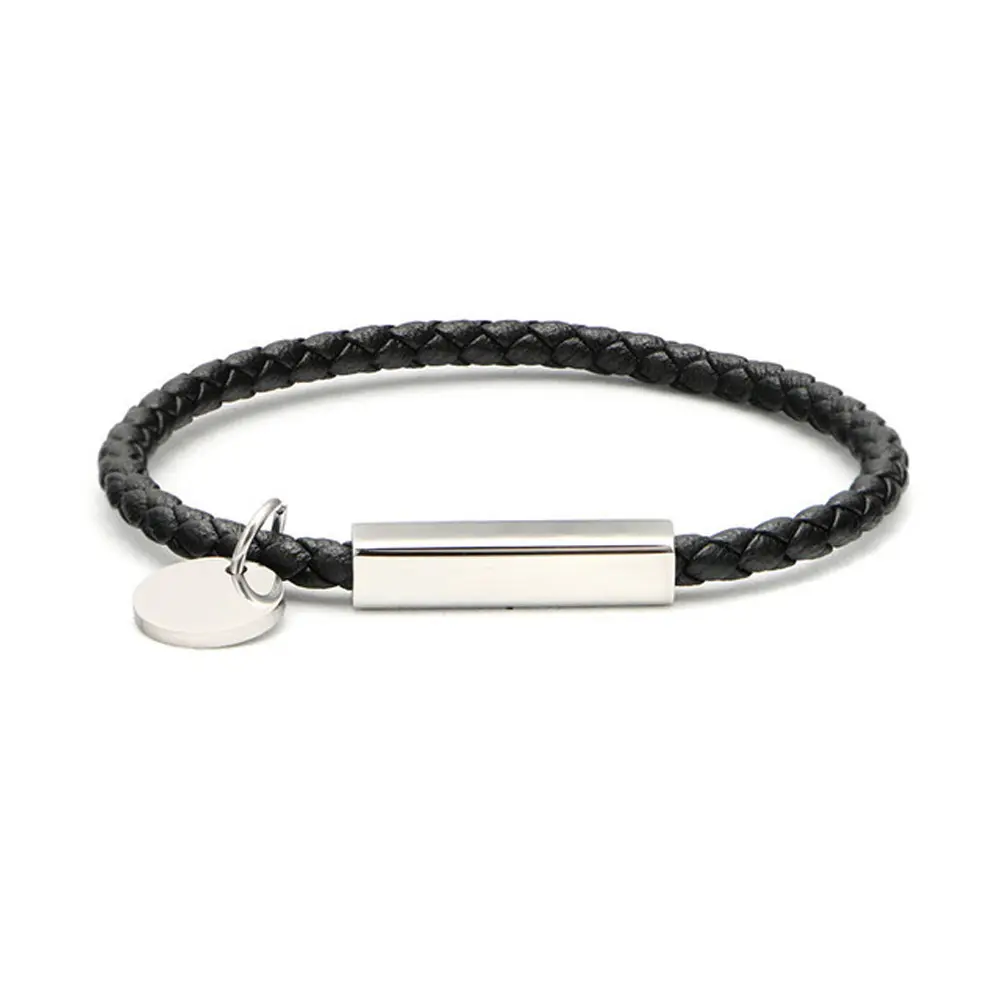 Braccialetti con barra in acciaio inossidabile placcato oro 18 carati intrecciati avvolgenti etichetta con Logo personalizzabile in pelle bracciale Unisex bottone magnetico per coppia