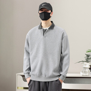 Felpa da Uomo Streetwear in Velluto a Coste Tinta Unita con Colletto, Effetto Stratificato, Primavera Autunno, Taglie Forti, Vestibilità Ampia, Casual, Traspirante, Manica Lunga - Product Image 3