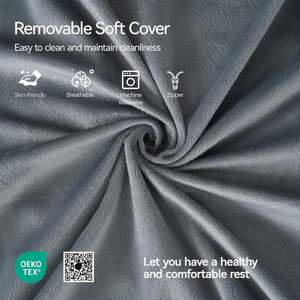 Oreiller corporel 19 pouces en mousse à mémoire <span class=keywords><strong>de</strong></span> forme grise, anti-acariens, amovible et lavable, avec grandes poches <span class=keywords><strong>de</strong></span> positionnement pour la <span class=keywords><strong>lecture</strong></span>, le jeu, la relaxation et le travail - Product Image 4