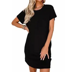 65% Rayon 35% Polyester Wholesale Summer Women's T-shirt Dress T-shirt Dresses For Women T-shirt Dress