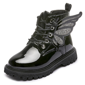 Nuovi stivali alla moda per bambini stivali in pelle con ali di farfalla da ragazza stivali alti - Product Image 1