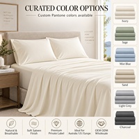 Vente en gros de linge de lit 50% coton 50% bambou, ensemble de 4 pièces, housse de couette personnalisée, drap, marque privée, linge de lit pour hôtel