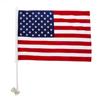 Drapeaux de voiture américains personnalisés en polyester à double couture, impression numérique, sublimation, avec mât, fabriqués en usine professionnelle