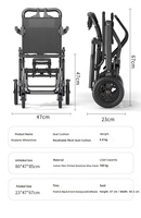 Fauteuil roulant léger en aluminium pliable pour avion, capacité de charge de 100 kg, pour les voyages des personnes âgées