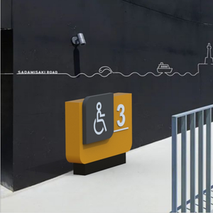 Letrero de baño para <span class=keywords><strong>discapacitados</strong></span> con iluminación de pie personalizado de acero inoxidable de alta calidad para exteriores, letrero de orientación de doble cara - Product Image 5