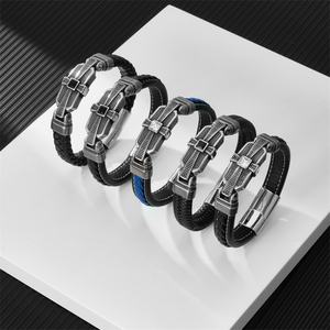 2024 Wholesale Stainless Steel Custom <b>Charm</b> Viking Man Leather <b>Bracelet</b> - Product Image 6