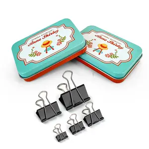 JYB custom small portable rectangular Jewelry stationery clip storage box metal tinplate gift food packaging tin box