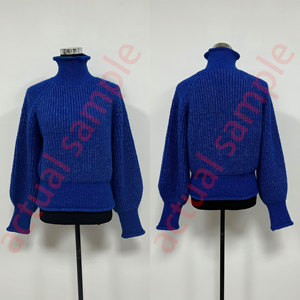 Custom <strong>Royal</strong> <strong>Blue</strong> Chunky Knit Sweater <strong>Women</strong> Elegant Turtleneck Ribbed Pullover Raglan Sleeve Winter Warm <strong>Jumper</strong> - Product Image 5