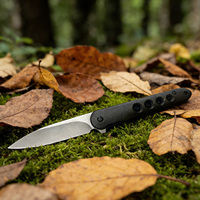 Couteau pliant EDC en acier inoxydable à haute teneur en carbone - Manche en nylon fibre de verre noir, couteau de poche pour le camping en plein air