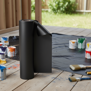 Rollo de Lona de Plástico Negro Resistente de 10 x 100 Pies, 6 Mil, Polietileno, para Protección de Pintores - Product Image 2