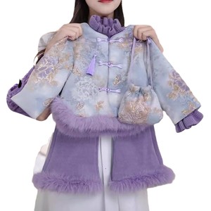 Tongxingyuan Girls Winter Fleece <b>Lined</b> <b>Coat</b> Chinese Style Tang Suit Thick Windproof Outwear - Product Image 5