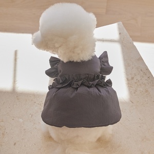 2025 sonbahar ve kış yeni iki parçalı gri yay kazak ceket + kürk eşarp kedi küçük köpek giysileri - Product Image 1