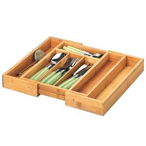 Zeller Present Besteckkasten Bamboo ausziehbar 5 - Fächer 28,5-40x33x5cm Natur - Product Image 1