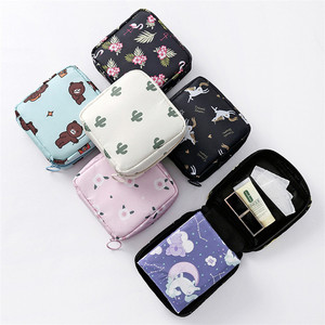 Nylon Waterdicht Cartoon Patroon Mode Rits Sluiting Draagbare Periode Tassen Tampon Zakje Maandverband Opbergtas - Product Image 6