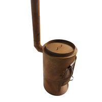 Chimenea de Acero Corten Color Óxido, Diseño KD, con Almacenamiento de Leños, Nueva Tendencia