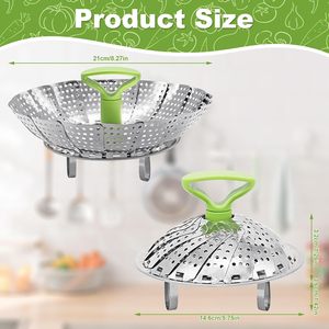 Kitchen Gadget Stainless Steel Steamer <b>Basket</b> Folding Vegetable Steamer <b>Basket</b> for Cooking - Product Image 2