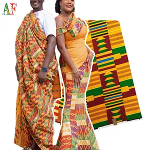 AF 2020 Africain Doux 100% Coton Tissu De Cire Ankara Cire Impression Tissu Kente Style pour la Robe