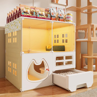 Cage pour chat Villa Cat, cage pour chat super grande, en plastique durable, motif solide, utilisation en intérieur, multifonctionnelle, maison pour animaux de compagnie écologique