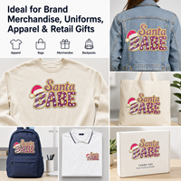 Parches Navideños Personalizados, Adorno Bordado, Parche de Lentejuelas Santa Babe, Letras Rosas Brillantes, Aplique Grande para Sudadera