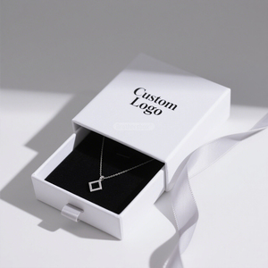 Factory Wholesale <b>Black</b> Lining Necklace Jewelry Rigid Matte Drawer <b>Box</b> with Ribbon Handmade Packaging - Product Image 3