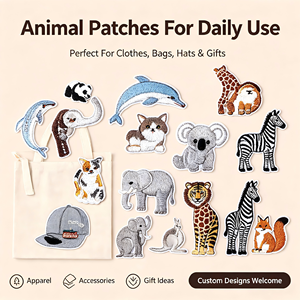 Em Estoque: <span class=keywords><strong>Patches</strong></span> Bordados de Animais de Desenho Animado para Aplicar a Ferro, Decoração DIY e Reparo para Roupas Infantis, Mochilas, Chapéus e <span class=keywords><strong>Jeans</strong></span> - Product Image 1