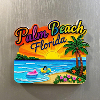 Autocollant magnétique pour réfrigérateur en résine de Floride avec motif et logo personnalisés, design de vacances à la plage