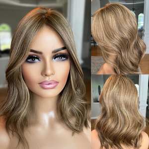 Clip de Topper judío superior de seda nuevo en marrón con trama cerrada de Color resaltado con tupé de Base de seda para mujer pérdida de cabello - Product Image 2