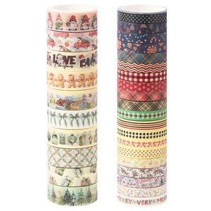 Cinta adhesiva navideña Washi, 30 rollos de 5m de longitud para bricolaje, decoración de diarios, envoltura de regalos, juego de cintas decorativas de papel - Product Image 1