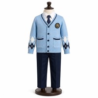 Kinder-Strickjacke im Argyle-Stil mit Ärmeln im Argyle-Design, weiche Baumwollmischung, Schuluniform, Anzüge für Jungen und Mädchen, 2–12 Jahre, TV, Film, Bühne, Tanz